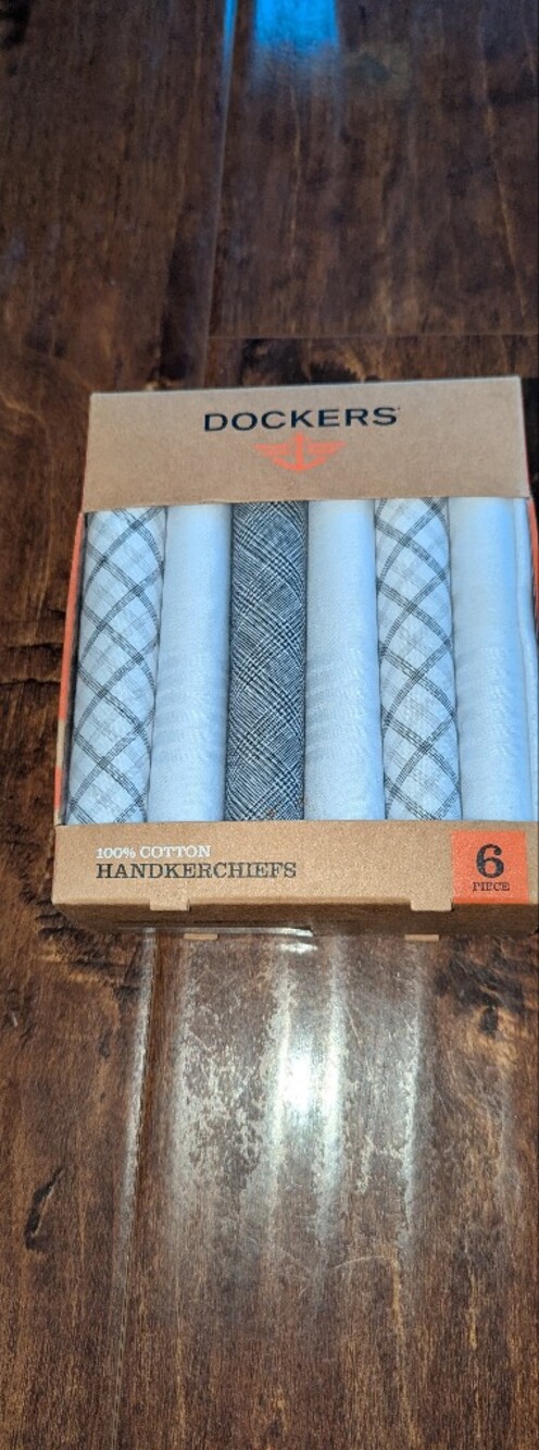 Dockers Light Blue & Plaid Cotton Handkerchiefs - 6 Pack